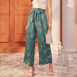 Boho Belted High Waist Pants Women Wide Leg Pants  Pant Casual Loose Trousers
